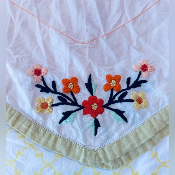 DKNY-skirt 100% linen, flower embroidered boho apron - Picture 3 of 7